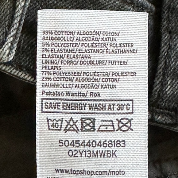 Top Shop MOTO JAMIE Faded Black W/ Floral Embroidery Ankle High Waist Stretch - Picture 9 of 10